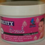 Fruity Scrub is an exfoliating and natural brightening scrub clearing skin blemishes, helping and adding other products to work efficiently
